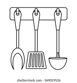 figure rack utensils kitchen icon image, vector illustration