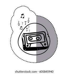 figure radio technology with notes music icon, vector illustration design