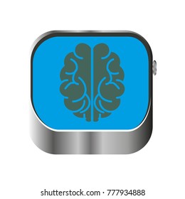 A figure is represented in the form of a clock, inside of which a contour in the form of a brain is depicted on a blue background.