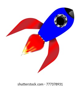 The figure is represented in the form of a flying rocket of blue color with a flame, an eluminator and holders of compensators of red color .