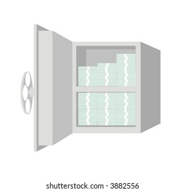 The figure representing the open metal safe, filled by money. Figure can be used as a part of a collage or a separate illustration