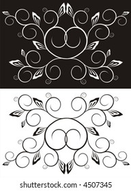 The figure representing a pattern of black color on a white background and its copy by white color on a black background. Imitation of figure by an ink feather