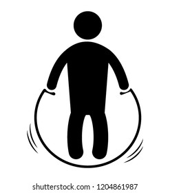 Figure in rhythmic gymnastic gesture to show skipping rope icon