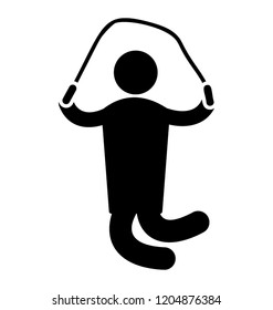 Figure in rhythmic gymnastic gesture to show skipping rope icon