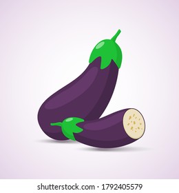 Figure ripe eggplant on white background vector
