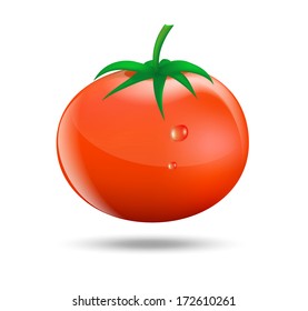 Figure ripe tomato on white background