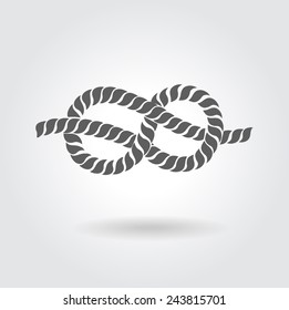 A figure of Rope eight knot vector Design on grey background