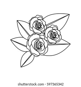 figure rose petals with leave icon, vector illustraction design