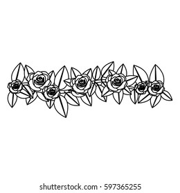 figure roses with leaves icon, vector illustraction design