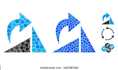 Figure rotation CW composition of round dots in various sizes and color tinges, based on figure rotation CW icon. Vector round dots are combined into blue composition.
