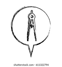 figure round chat bubble with compass tool school inside, vector illustration