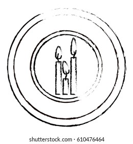 figure round emblem with canddles icon, vector illustraction design