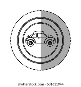 figure round emblem side sport car icon, vector illustration design
