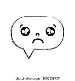 figure sad chat bubble kawaii cartoon