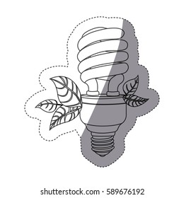 figure save bulb with leaves icon, vector illustraction design image