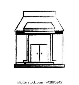 figure school education with roof and doors design