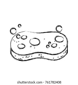 figure scouring pad equipment to clean house vector illustration