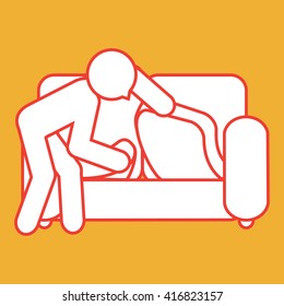 Figure Searching Under Couch/sofa Cushions 