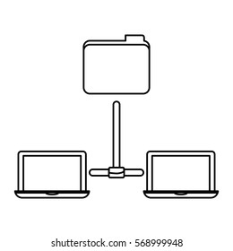 figure shared documents data center related, vector illustration