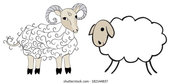 Figure sheep  on white background
