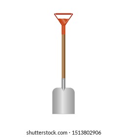 Figure shovel on a white background isolated. Agricultural work, landscape design. Gardening Tools. Rural life in vector illustration.
