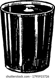 Figure showing a container full of vine and made out of glass, vintage line drawing or engraving illustration.