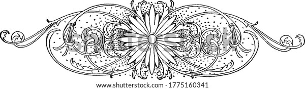 Figure showing design of floral divider,\
vintage line drawing or engraving\
illustration.