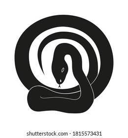 The figure shows a black snake on a white background. The picture can be used as a 
logo or icon.