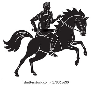 the figure shows Caesar on horseback