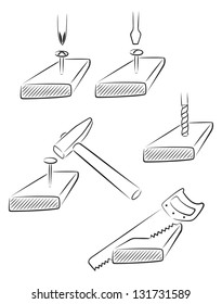 The figure shows the construction operations on a tree