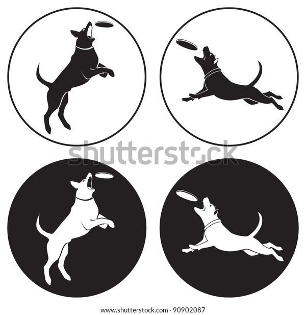 Figure Shows Dogfrisbee Stock Vector Free) 90902087