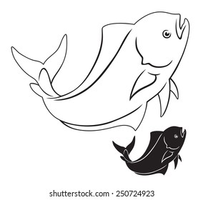 The figure shows a dorado fish