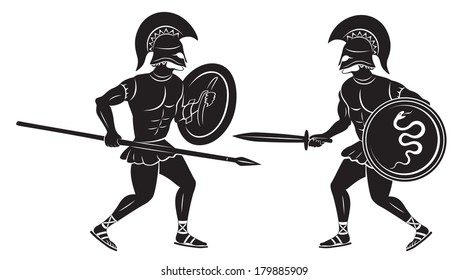 the figure shows a fight between two gladiators