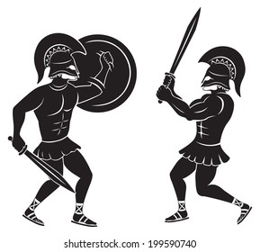 the figure shows a fight between two gladiators