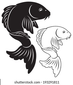 The figure shows a fish carp koi