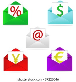 The figure shows the five letters of different design