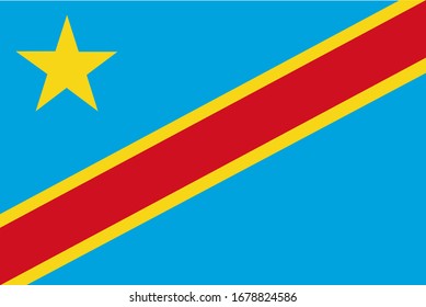 La figura muestra la bandera de la República Democrática del Congo. Símbolos estatales, independencia, patriotismo, bandera azul y blanca