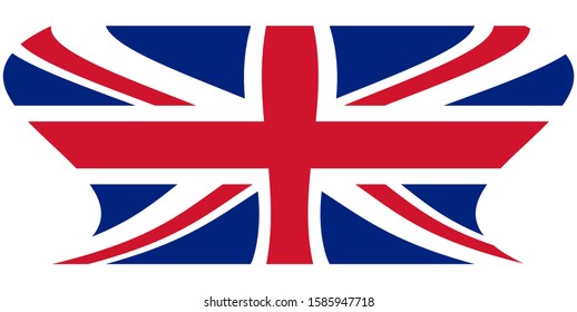 The figure shows the flag of Great Britain, national symbols, flag, patriotism. Curved Great Britain Right