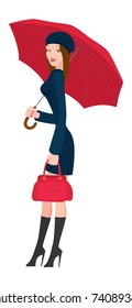 the figure shows a girl with umbrella