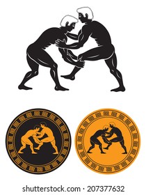 the figure shows Greek Roman wrestling