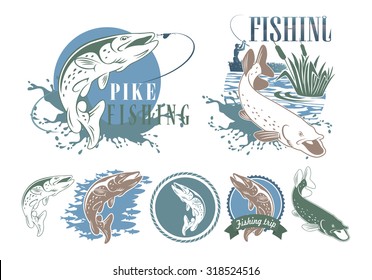 The figure shows the icons pike fishing