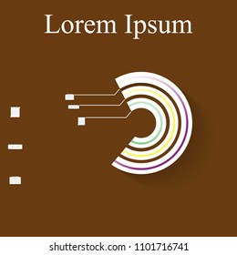 The figure shows the infographic for three-position text. On a brown background. Business card timetable. Business card for text, write your own text.