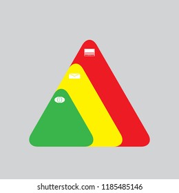 The figure shows the infographic as a triangle for the text. Infographics with icons, for business, presentations, for a site, a magazine.