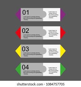 The figure shows the infographics for the four positions of the textures. Business card timetable. Business card for text, write your own text. Vector business template for presentation. Creative conc