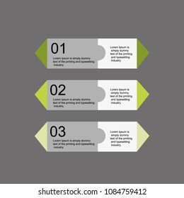 The figure shows the infographics for the textures of three positions. Business card timetable. Business card for text, write your own text. Vector business template for presentation. Creative concept