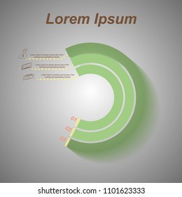 The figure shows an infographics for three positions. Business card timetable. Business card for text, write your own text. Vector business template for presentation. Creative concept for infographics