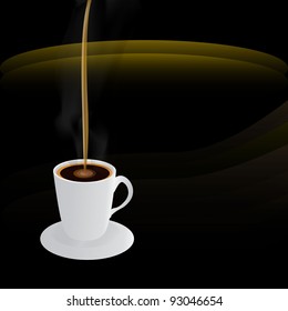 The figure shows a mug of coffee on a black background