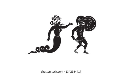 Figure Shows Mythical Hero Perseus Gorgon Stock Vector Royalty Free