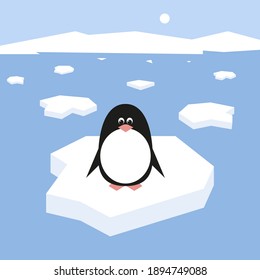 The figure shows a penguin floating on an ice floe.