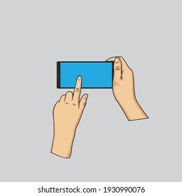 The figure shows a phone in hand